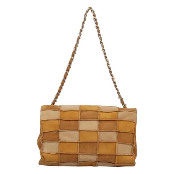 CHANEL Chain Shoulder Bag Suede Brown Gold CC Auth PP566 - Picture 3 of 15